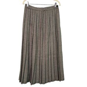 Vintage Women's 10 Pleated Plaid Skirt School Girl Academia Side Zipper Button C